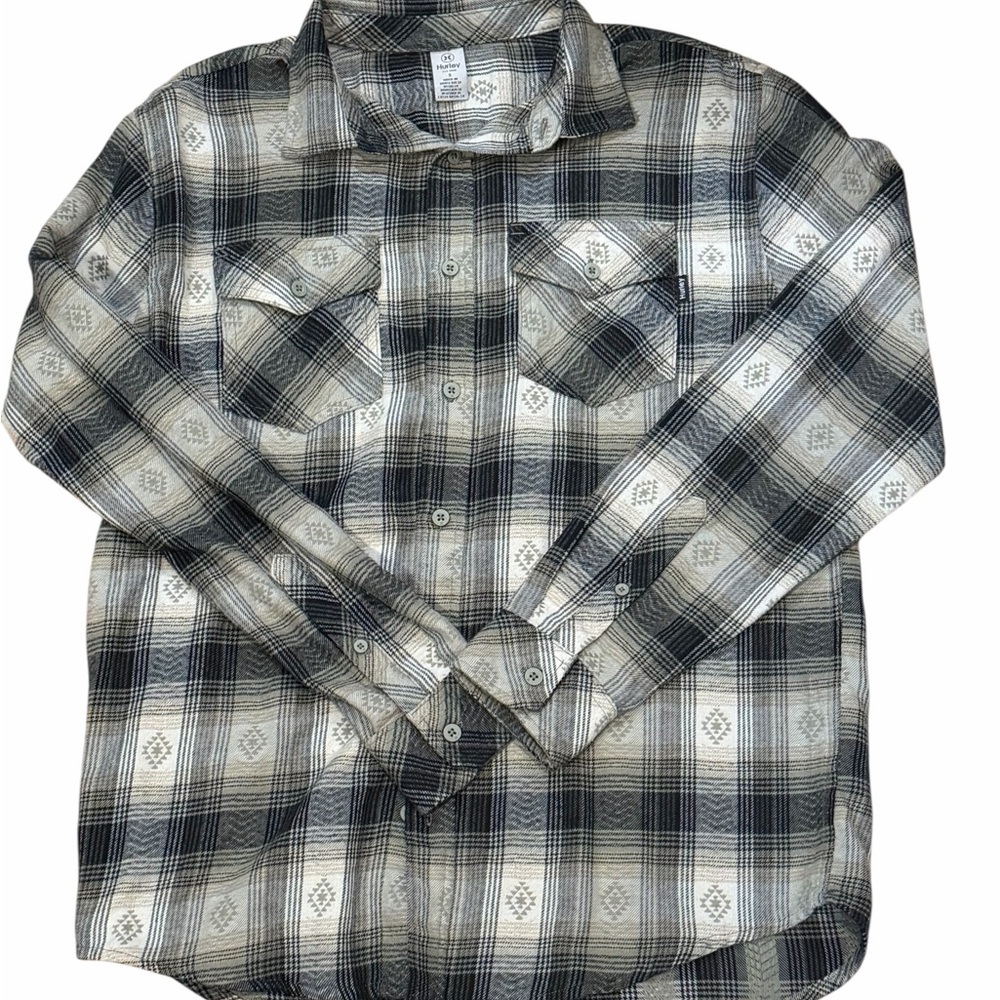 Hurley Men's Checkered Shirt - Black and Gray